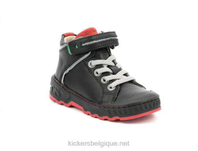 coup de pied adolescent noir brillant enfants KickersDT22972