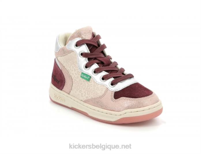 kicklax léopard rose bordeaux enfants KickersDT22946