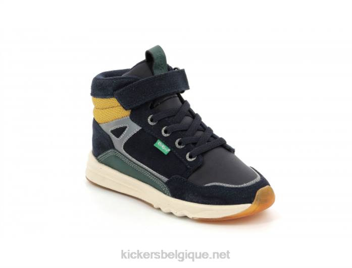 kikafar vert marine jaune enfants KickersDT22943