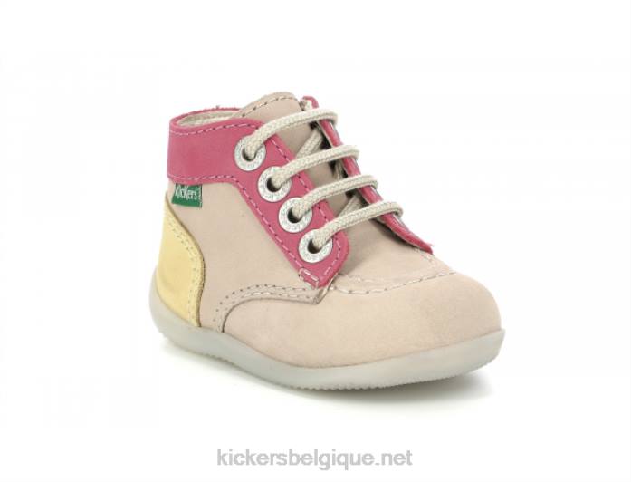 bonzip-2 beige rose jaune enfants KickersDT22768