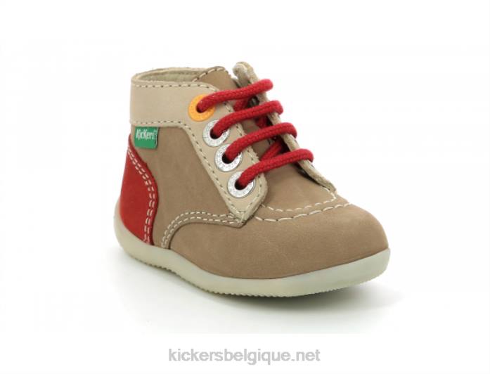 bonzip-2 beige rouge enfants KickersDT22769