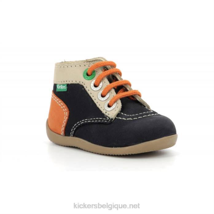 bonzip-2 marine beige orange enfants KickersDT22767