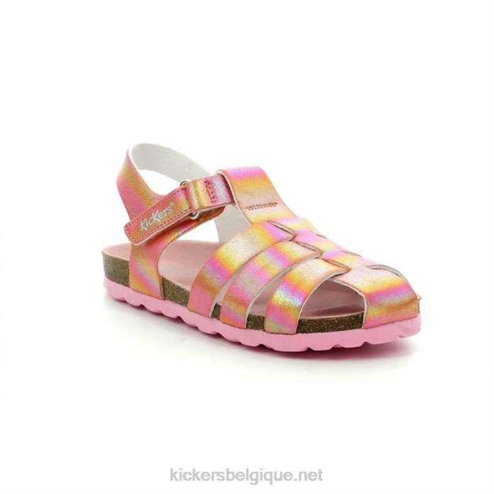 arc-en-ciel rose bronzé enfants KickersDT22686