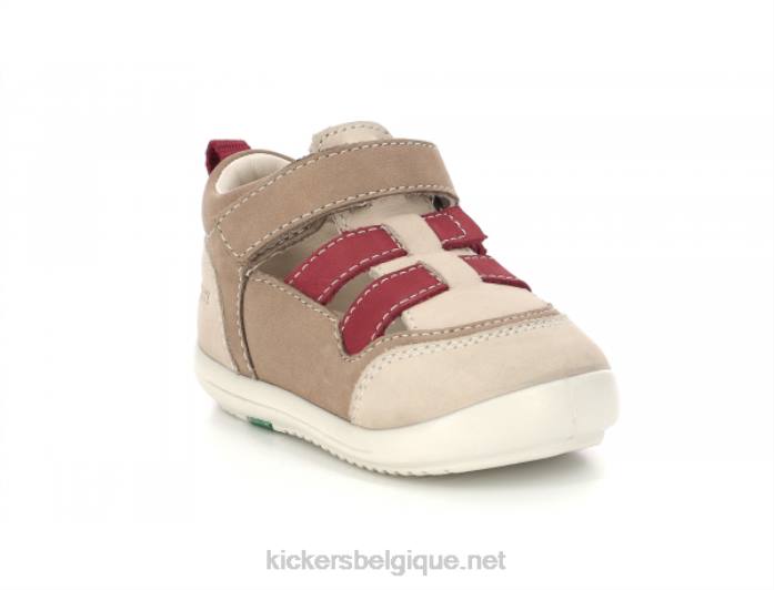 klony beige rouge enfants KickersDT22419