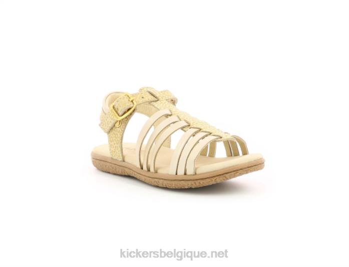 le meilleur léopard beige doré enfants KickersDT22736