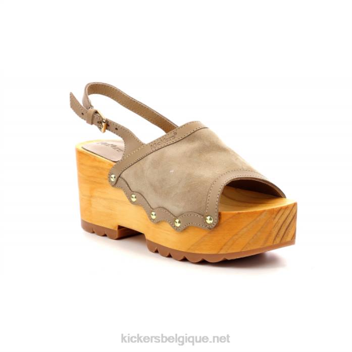 cale de coup de pied bois beige clair femmes KickersDT2213